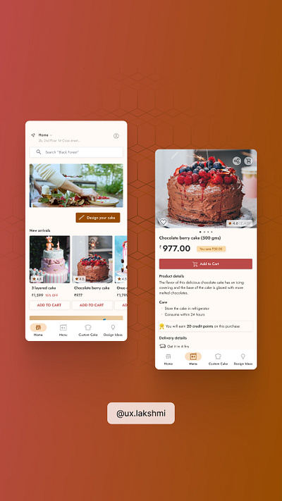 Bakery app UI android small app app bakeryapp bakeryui cakeui customisebakery customisecakes mobile app mobile app ui ui uiinspiration uimentor uiux uxdesigninspiration uxresearch