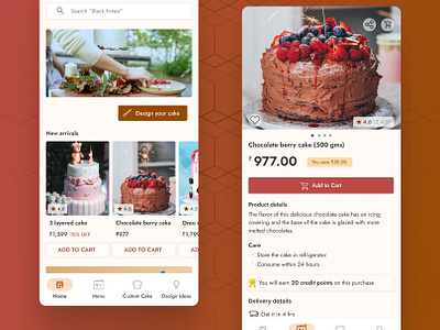 Bakery app UI android small app app bakeryapp bakeryui cakeui customisebakery customisecakes mobile app mobile app ui ui uiinspiration uimentor uiux uxdesigninspiration uxresearch