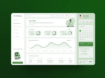 Dashboard "CheckUp" branding design figma ui ux