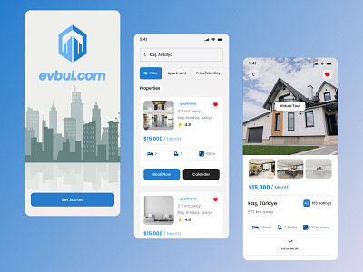 Evbul - Real Estate App app branding design graphic design logo real estate rent ui