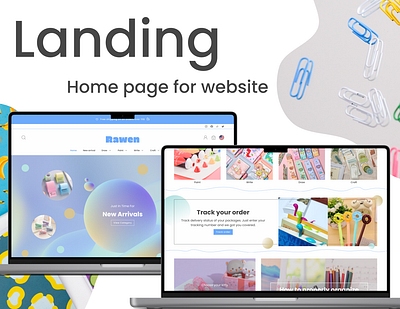 Stationery Store - Cute Landing Page Design branding cute cute web cute website figma home page kawaii landing pastel pastel site statione stationery shop stationery web ui ui ux ux webdesign