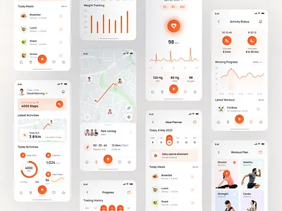 Workout & Fitness Tracker App activity tracker app app design app ui design clean design figma fitness fitness app gym app health app ios application mobile app ui ux mobile apps running app tracking app travel agency user interface workout app yoga app