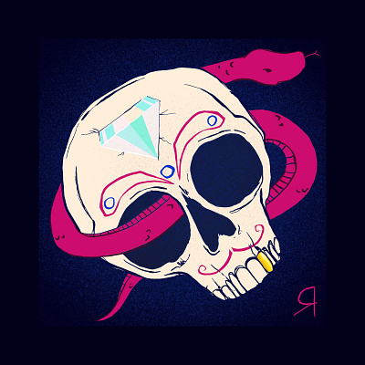 Skull 2d brush design draw graphic design illustration mexic procreate skull snake