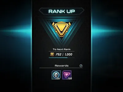 Sci-Fi Rank Up Popup UI alien badge drone game gamedesign gameui levelup mecha mechanical mobile progress rank rankup reward scifi space