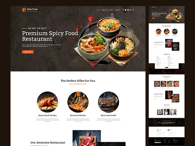 Premium Spicy Food Restaurant Website appdesign bar breakfast coffee delicious design dinner foodie foodlover foodphotography foodporn instafood landingpage prototype restaurant spicy food ui design uxdesign uxresearch webdesign