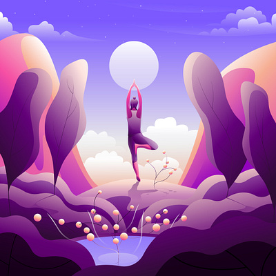 Yoga Meditation Illustration adventure environment illustration landscape illustration travel