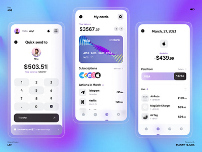 Onebank - Online Banking App Concept app dashboard design ui