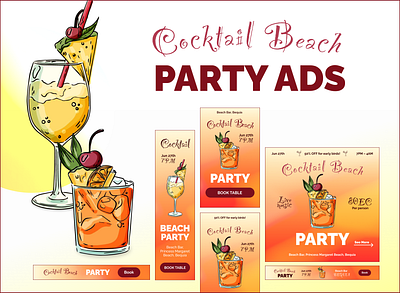 Cocktail Party Ads banner design google ads graphic design instagram ads party ads social media ads ui