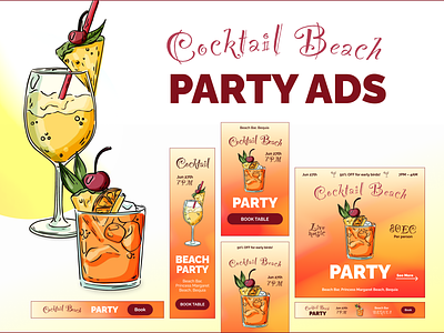 Cocktail Party Ads banner design google ads graphic design instagram ads party ads social media ads ui