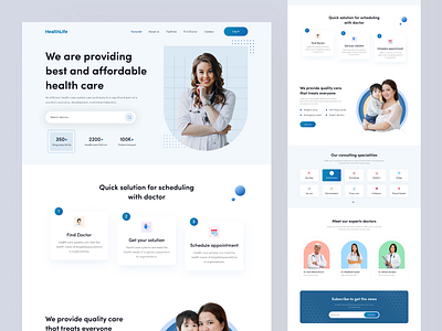 Healthlife Website Design clinic diagnostic doctor health healthcare home page hospital lab landing page medical medical care science service telemedicine therapist ui ux website design