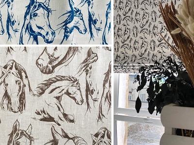 Hand drawn Horses for home textil academic art black white drawing fashion hand drawn horse illustration interior mustang sketch wear