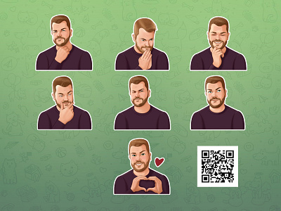 Emoji Stickers for Telegram characer chat drawing emoji emotion face hand drawn illustration man messanger portrait qr sketch stickers telegram viber whatsapp