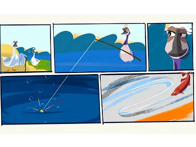 A duck 2d brush design duck fishing graphic design illustration procreate storyboard