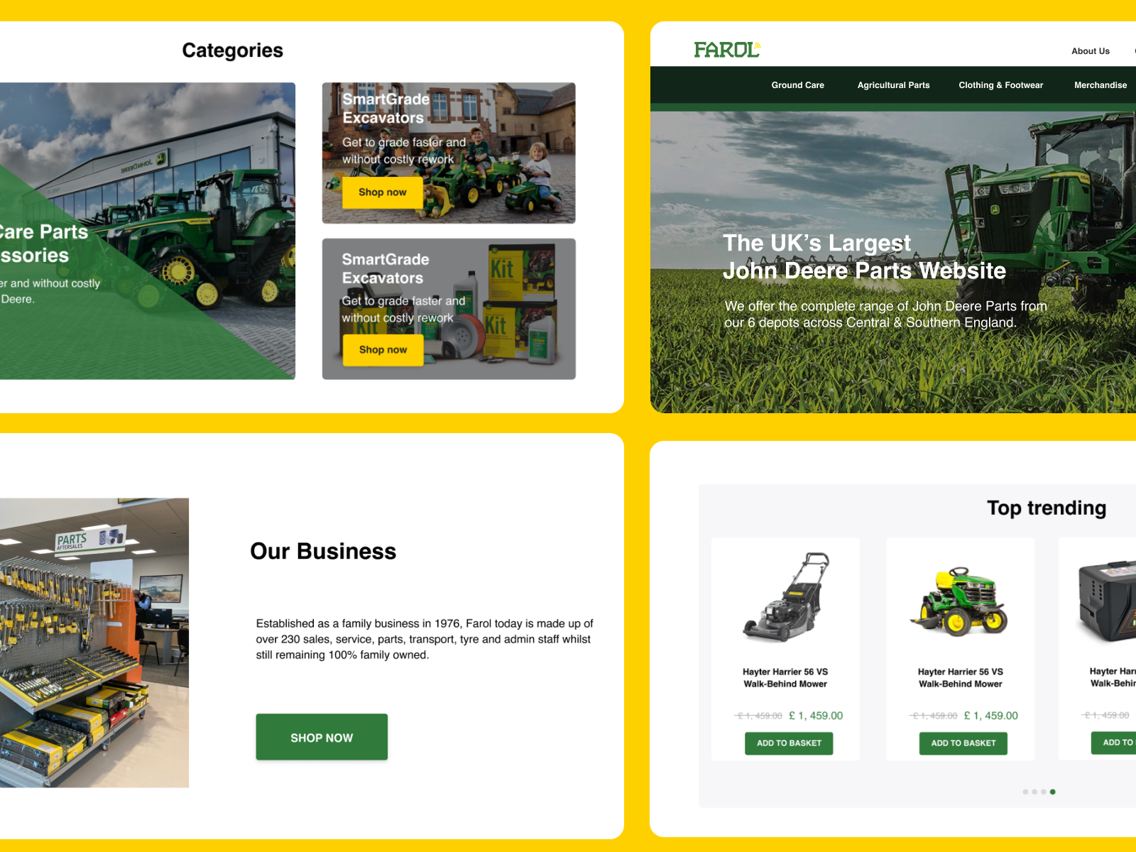 Farol construction ecommerce ecommerce design garden greendesign home interior johndeere online reatil shopping webdesign websitedesign yellow