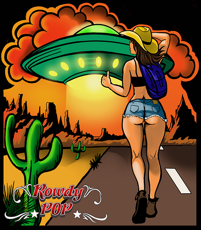Need a Lift ? graphic design hitchn a ride illustration space spaceship tshirt design ufo