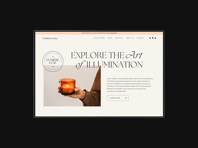 Lumière Luxe - E-commerce Edition Website Concept branding candle website design digital design ecommerce website editorx elegant web design modern website online store website uiux web design website website design wix