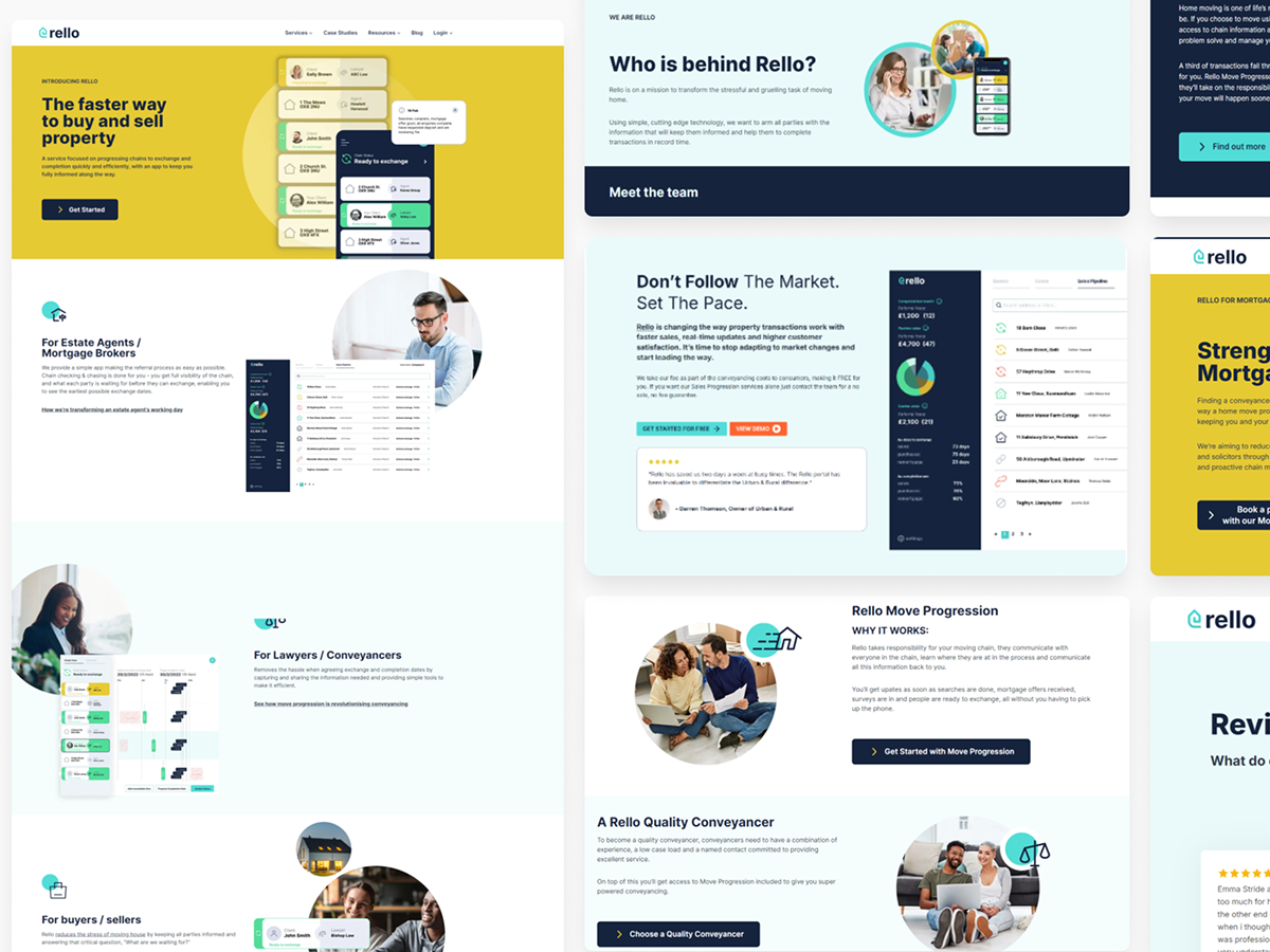 Rello application bluedesign branding clean colorguidlines homepagedesign landingpage minimal mobile productdesgn propertyselling ui design webdesign websitedesign white yellowdesign