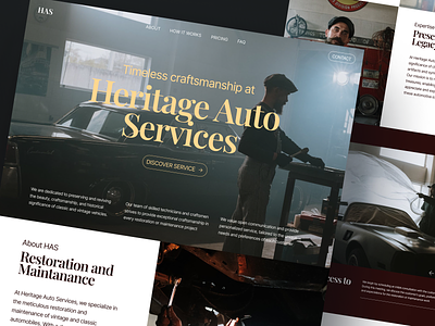 Heritage Auto Service - Restoration Landing Page automobile automotive car cars concept hero cars homepage landing page maintanance pricing product design restoration transport user interface vehicles restoration vintage cars vintage vehicles web design website website design