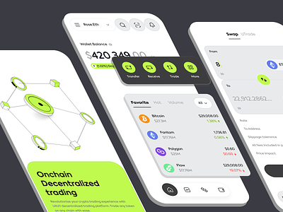 Crypto service - Mobile app 3d banking bitcoin blockchain clean ui crypto crypto app crypto currency crypto wallet cryptocurrency defi app e wallet exchange illustration mobile design mobile ui token ui wallet web3