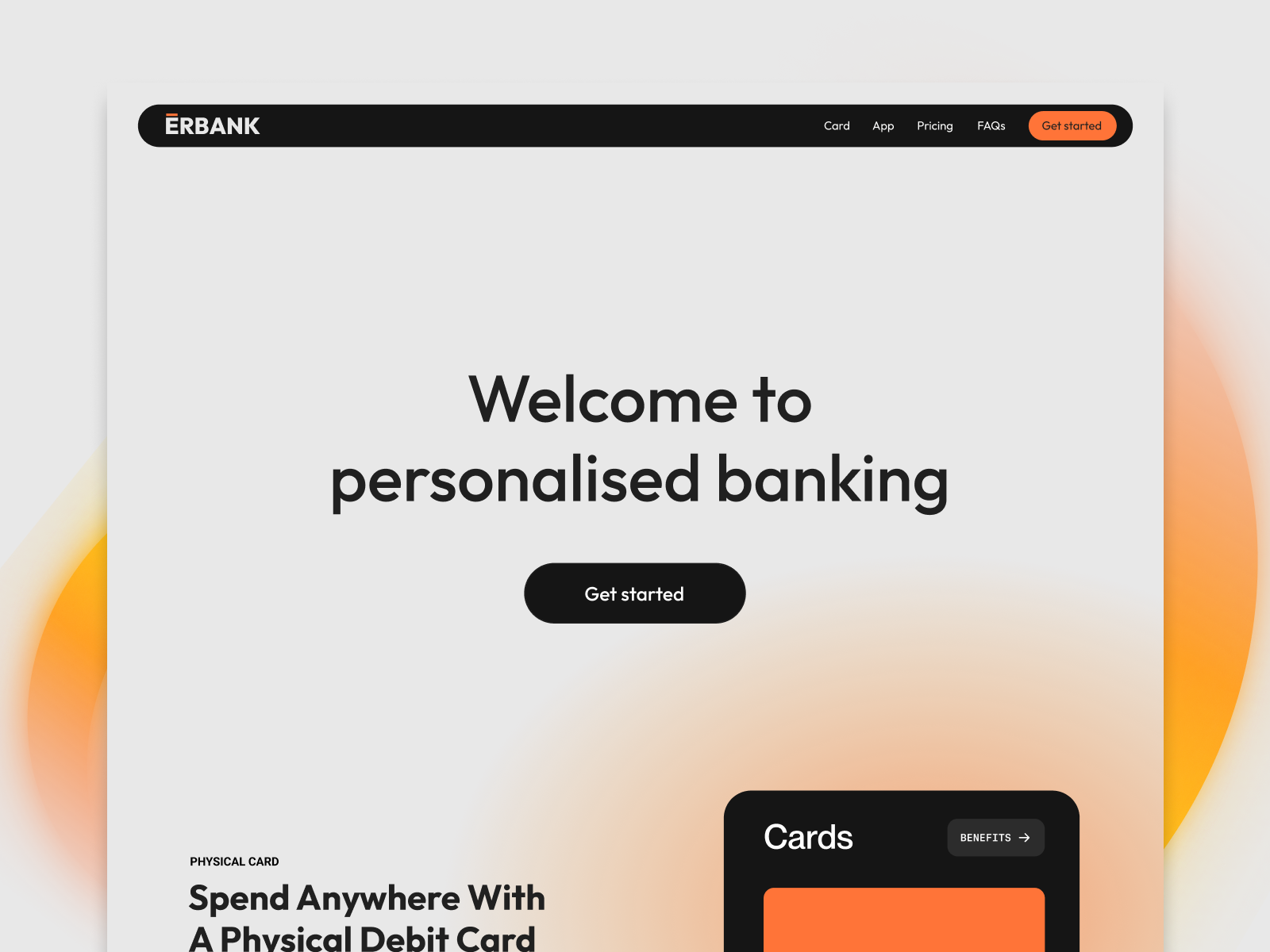 Erbank bank bankwebsite cleandesign creditcard homepage homepagedesign landingpage minimal modern orange uidesign webdesign websitedesign yellow