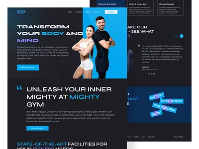 Mighty - Gym Landing Page clean dark dark mode design fitness gym gym landing page landing page landingpage sport sports ui ux web design