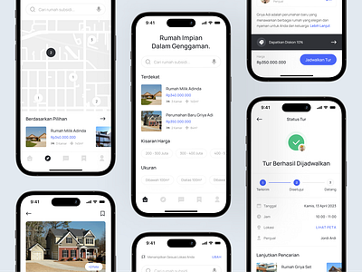 Real Estate App (More Screens!) apartment app blue clean commerce design detail discover estate home housing interface mapview marketplace minimal property real sale status ui