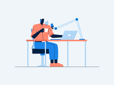 Podcast Illustration business character creative header illustration people podcast radio streaming website