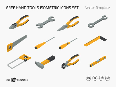 Free Hand Tools Isometric Icons Set ai eps forceps free freebie hammer hand icons isometric photoshop psd screwdriver template templates tools vector vectors