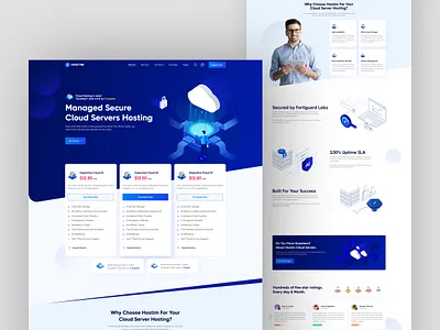 Cloud Hosting Service Landing Page, Responsive, UI/UX clean cloud computing cloud hosting dedicate server domain faq host hosting plan isometric landing page modern plan pricing server vps web design webhosting website website hosting whmcs