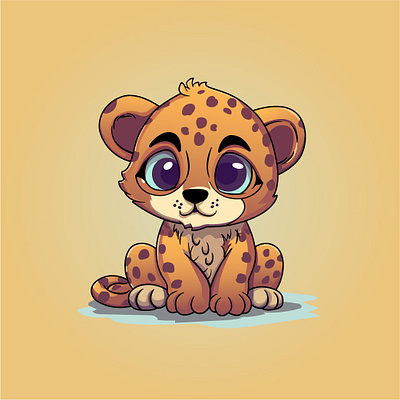 Adorable cute Cheetah cartoon character safari