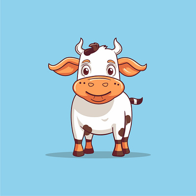 Adorable cute Cow cartoon character livestock