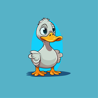 Adorable cute Duck cartoon character webbed feet