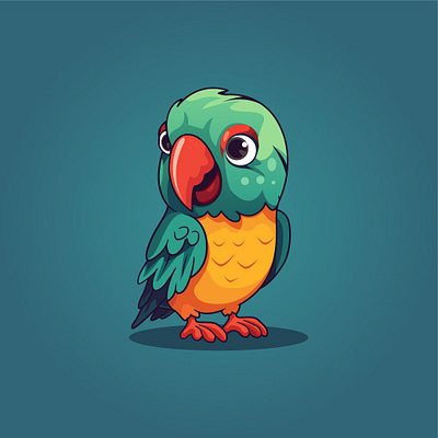 Adorable cute Parrot cartoon character vibrant