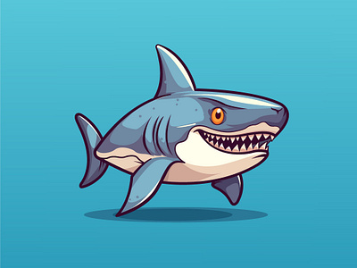 Adorable cute Shark cartoon character predator.