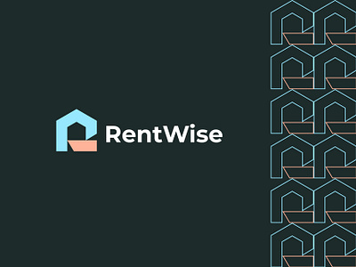 Real estate Logo, RentWise logo design ai branding clever data family home home service icon illustration intelligent logo monogram negative space sell technology typography vector visual identity design