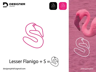 Lesser Flamingo and Letter S combination creative logo brand identity branding combination mark logo creative logo design graphic design illustration logo modern logo new logo pink logo s letter logo trending logo trendy logo vector visual identity
