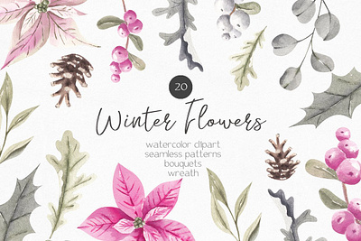 Winter Pink Flowers app branding design graphic design illustration logo typography ui ux vector