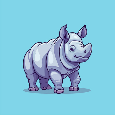 Adorable cute Rhinoceros cartoon character endangered.