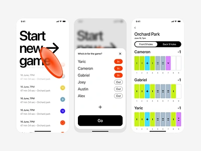 Disc Golf App app design disc golf discgolf golf ios mobile ui user interface