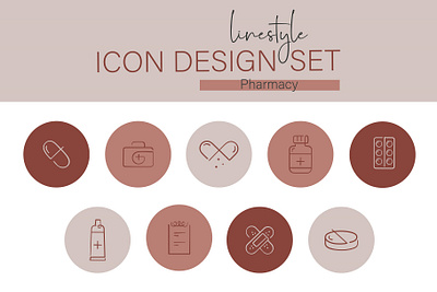 Icon Design Set Pharmacy medicine strip strip