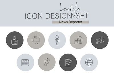 Icon Design Set News Reporter information report tv