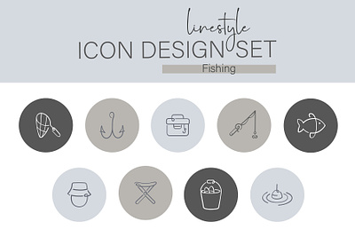 Icon Design Set Fishing recreation