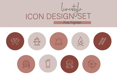 Icon Design Set Fire Fighter hose