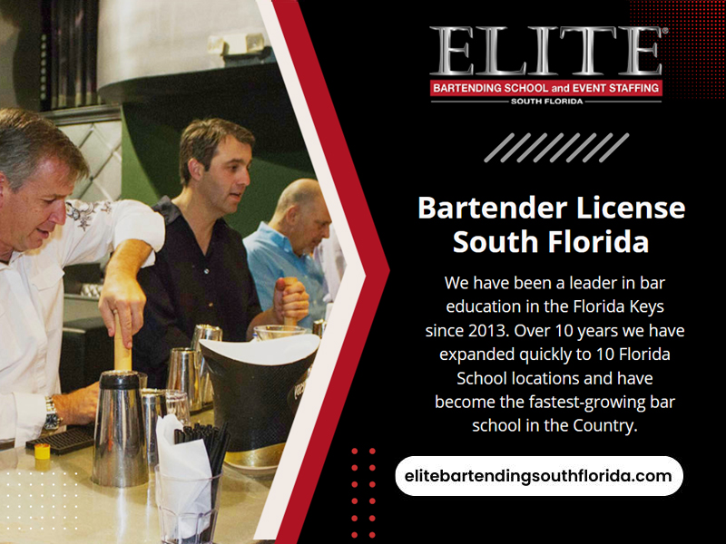 South Florida Bartender License By Elite Bartending School And Event ...