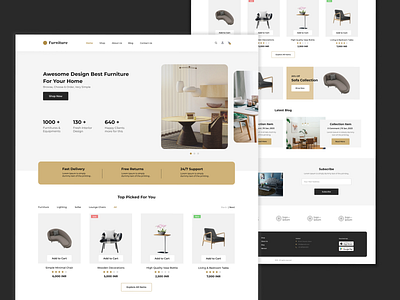 Furniture Web Site Design: Landing Page / Home Page UI