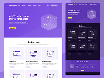 Elevate Studio (UI Design for Agency) 3d animation design home page landing page motion graphics ui ux web design
