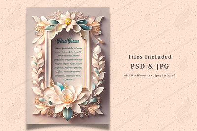 Vertical Colorful Floral Frame on Beige Background abstract attractive background canva design floral frame floral invitation illustration invitation card design minimal modern papercut papercut style realistic spring frame template vertical vintage design