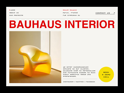 BAUHAUS INTERIOR bold clean creative design grid interface typography ui ux web web design website