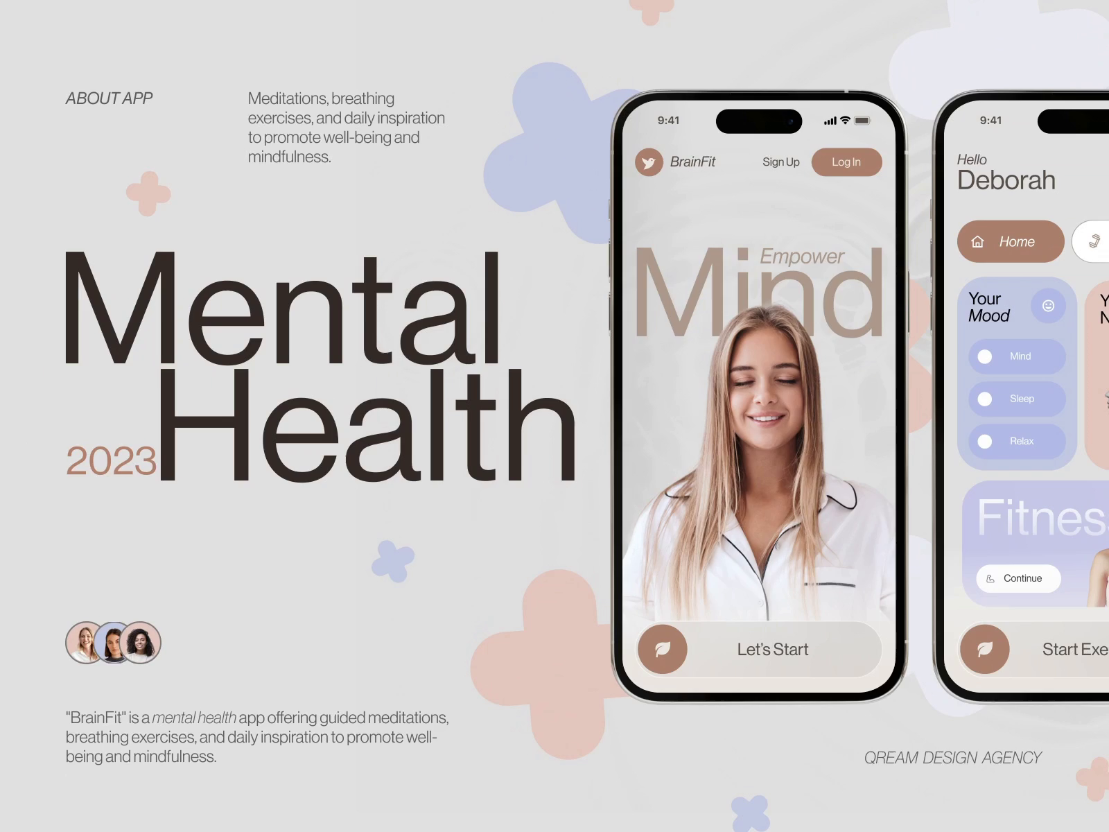Mobile UI design for mental health app by Qream on Dribbble