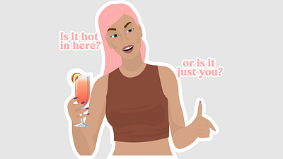 Flirty Mood character coctail flirt illustration sarcastic vector